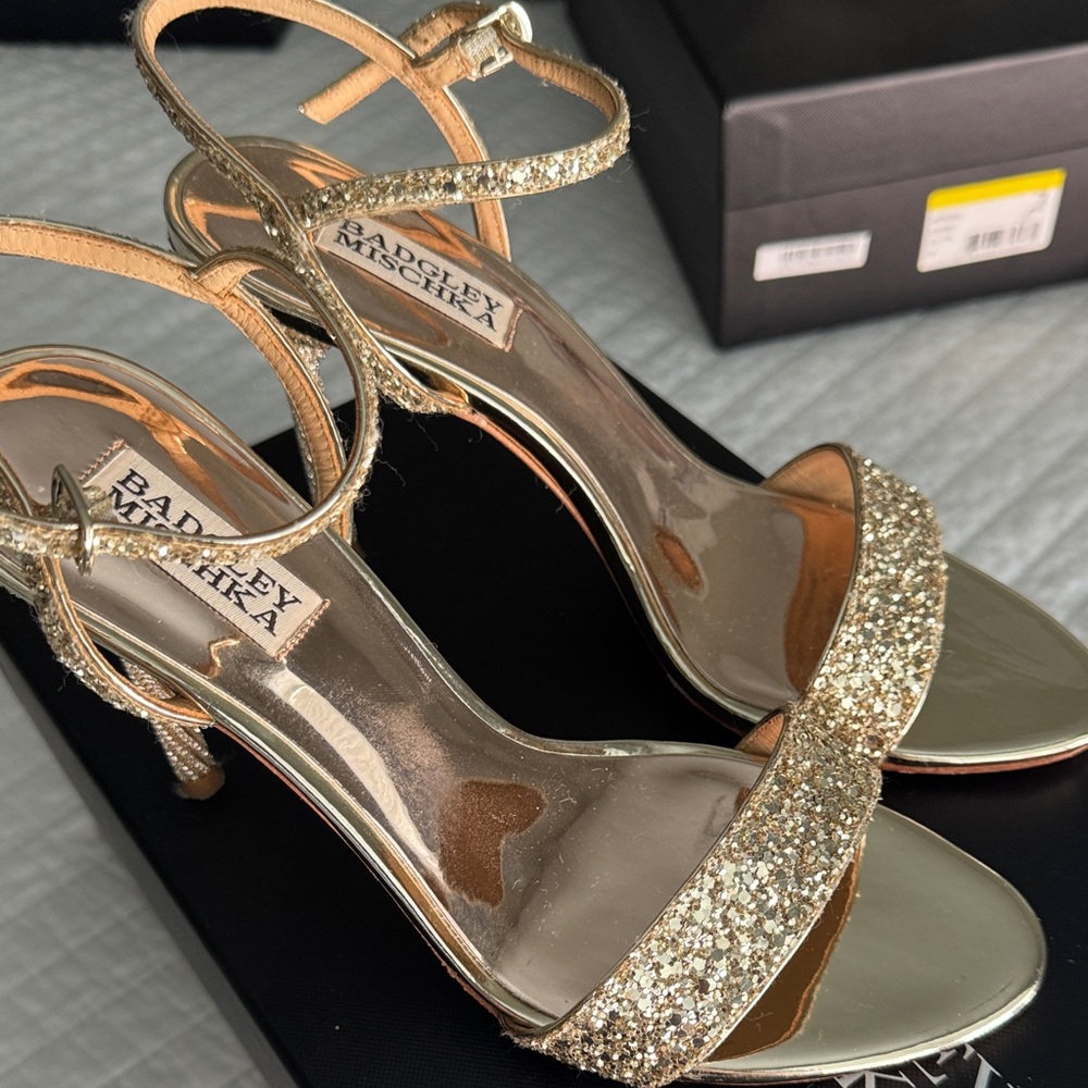 Badgley Mischka Sparkling Gold Heels